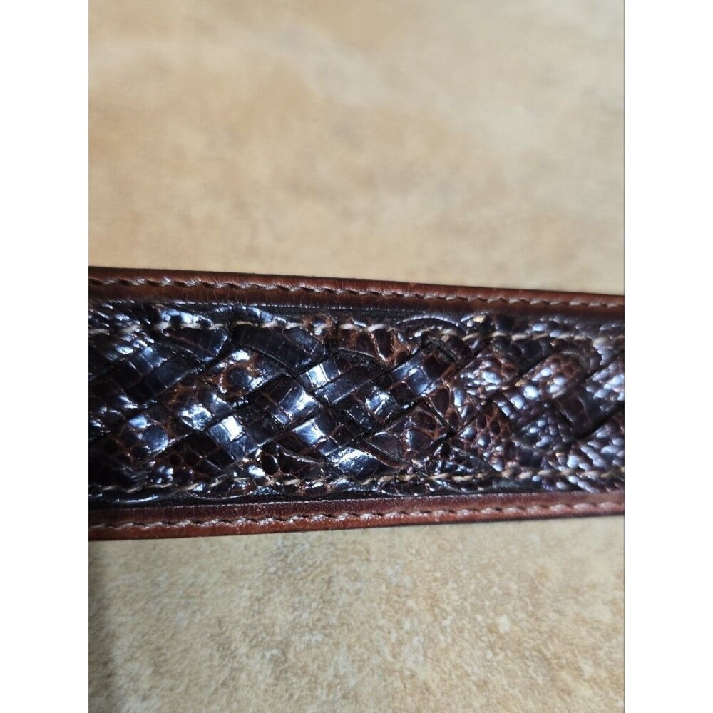 Jos. A. Bank Brown Ringmark Lizard Belt with Silver Buckle 48 - Picture 6 of 6